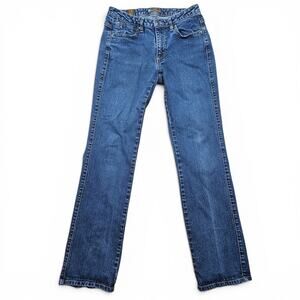 AURA WRANGLER Jeans Women's 8P Tall Straight Leg Short Rise Western Blue Denim